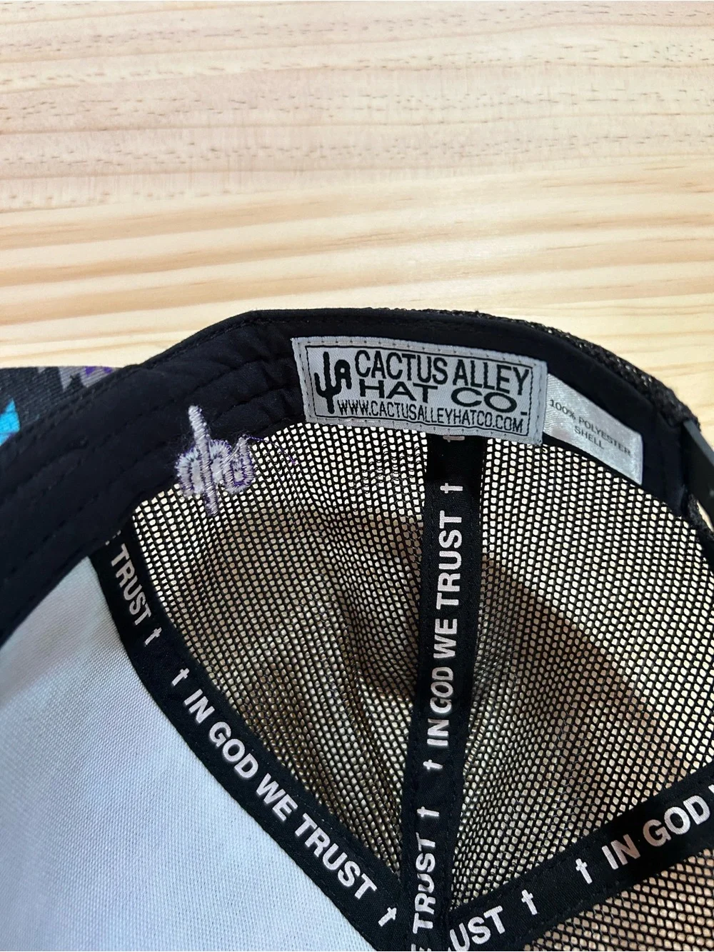 Cactus Alley-Aztec Print Trucker Hat — Black with Purple & Teal